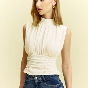 Elegant Cream Sleeveless Top